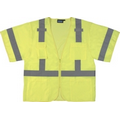 S852 ANSI Class 3 Oxford Front/ Mesh Back Zipper Hi Viz Lime Vest (Medium)